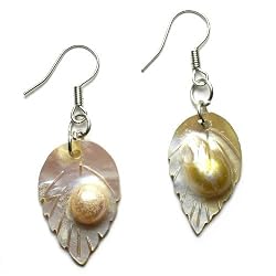Oak Leaf Genuine Dyed Shell Dangle Earrings