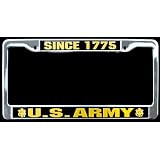 Metal Car License Plate Frame - Since 1775 Us Army Seal Black and Gold Logo 