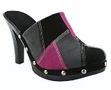 SUEDE PATCHWORK CLOG HEEL