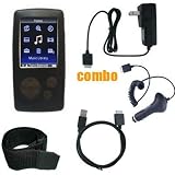 6 Piece Value Combo Accessory Bundle Kit: Black Silicone Skin Case Cover + Car Charger + Travel Charger + USB Data Sync Cable + Armband + Belt Clip for Sony Walkman S615/S616/S618/S716/S718 Series MP3 Player