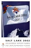 (22x34) Salt Lake City 2002 Olympics Flag over Mountains Official Sports Poster Print