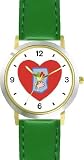 41fMWOIHKJL. SL160  Red Heart   Red Heart Shaped Flower and Hand    Love & Friendship   WATCHBUDDY® DELUXE TWO TONE THEME WATCH   Arabic Numbers   Green Leather Strap Womens Size Small