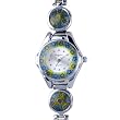 Dark Blue Flower Encircled Murano Millefiori Watch Wrist