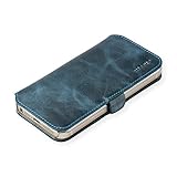 cheero Leather Case iPhone5/5s (Book type) -本革(牛)- (iPhone5/5s, ヴィンテージ アイアンブルー)
