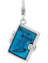 Sterling Silver Enameled 3-D Note Book w/Lobster Clasp Charm