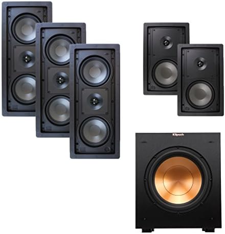 Klipsch R-2502-W II In-Wall Home Theater System Bundle with R-2650-W II Surrounds, R-10SW Subwoofer and Yamaha RX-A750 Receiver