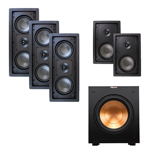 Klipsch R-2502-W II In-Wall Home Theater System Bundle with R-2650-W II Surrounds, R-10SW Subwoofer and Yamaha RX-A750 Receiver