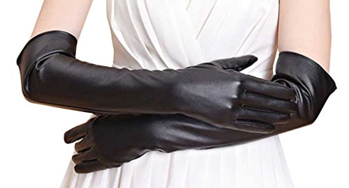 Simplicity Women's Sexy Shiny Liquid Wet Long Black Gloves