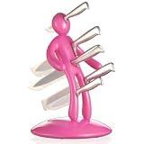 Big Save  The Ex 5-Piece Knife Set with Unique Pink Holder Designed By Raffaele Iannello