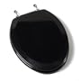 Comfort Seats C1B4E2-90CH Deluxe Molded Wood Toilet Seat with Chrome Hinges, Elongated, Black