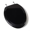 Comfort Seats C1B4E2-90CH Deluxe Molded Wood Toilet Seat with Chrome Hinges, Elongated, Black