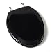 Comfort Seats C1B4E2-90CH Deluxe Molded Wood Toilet Seat with Chrome Hinges, Elongated, Black