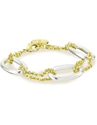 1AR by UnoAerre Fine Silver and 18KT Gold Plated Link and Chain Bracelet