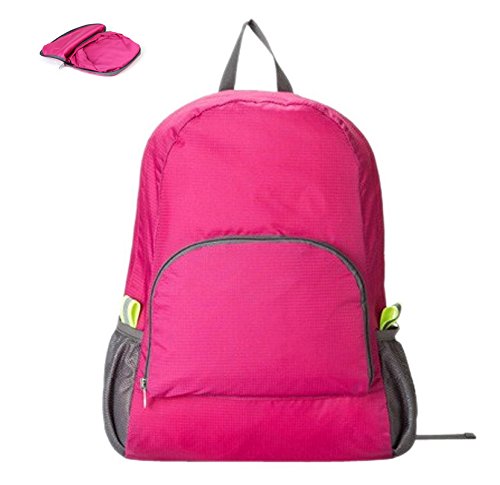 Lightweight Folding Daypack Packable Backpack Camping Travel Backpack Climbing Bag (Red)