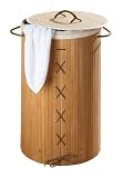 Wenko 17753100 W&auml;schetruhe Bamboo - mit W&auml;schesack, Bambus, &Oslash; 35 x 60 cm, 55 Liter, natur