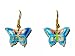 Blue Cloisonne Patterned Butterfly Dangle Earrings in Gold on French Wires, .6" Blue Cloisonne Patterned Butterfly Dangle Earrings in Gold on French Wires, .6"
