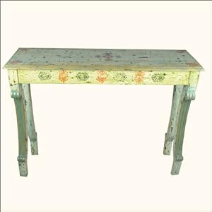 Oklahoma Farmhouse Green Distressed Hall Entry Way Foyer Rustic Console Table