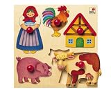 kids and infants educational toys item: Natural Wood Educational Peg Puzzle by Selecta - Farm