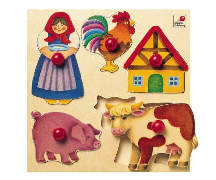 Childrens Toyshop  Toys : Natural Wood Educational Peg Puzzle by Selecta - Farm