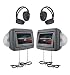Power Acoustik HDVD-9GRDK 8.8-Inch Pre-Loaded Universal Headrest Monitors with Twin DVD Combo and Headphones (Dark Gray)