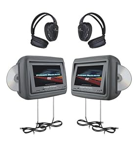 Click Here For Cheap Power Acoustik Hdvd-9grdk 8.8-inch Pre-loaded Universal Headrest Monitors With Twin Dvd Combo And Headphones For Sale