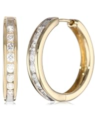 14k Gold Channel-Set Diamond Hoop Earrings (1/2 cttw, H-I Color, I1-I2 Clarity)