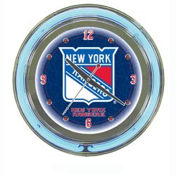 NHL New York Rangers Neon Clock - 14 inch Diameter - Game Room Products > Neon Clocks > NHL - Hockey
