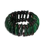 Womens Stretchy Eco-Friendly Coconut Wood & Disc Bracelet / Bangle / Cuff - Green