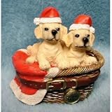 AKC Puppies in Basket Christmas Figurine Yellow Labs Labradors