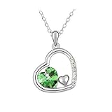 Top Value Jewelry - Dazzling 18k Gold Plated Emerald Crystal Double Heart Pendant Necklace, FREE 18 inch chain