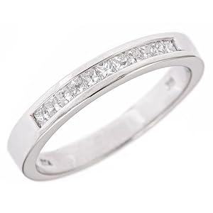 0.50ct Princess Cut Channel Set Diamond Men's Wedding Band Channel Set 14K White Gold ( VS Clarity, G Color)