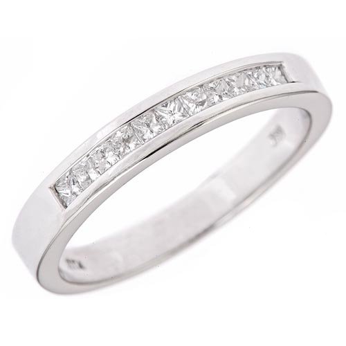 0.50ct Princess Cut Channel Set Diamond Men’s Wedding Band Channel Set 14K White Gold ( VS Clarity, G Color)