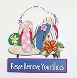 Wooden FLIP FLOP sandal BEACH SIGN plaque WALL DECOR
