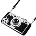 iPhone 11 Pro Max Case, Awsaccy 3D Cool Unique Cute Camera Design Case PC + Silicone Cover Case with Long Strap Rope for Apple iPhone 11 Pro Max 6.5 inch (Moderate Hardness), Black