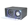 Diplomat Double Black Leatherette Watch Winder with Blue LED's #31-408