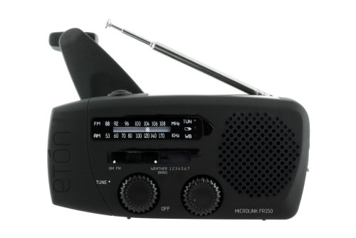 Eton FR150 Microlink Solar-Powered, Self-Powered AM FM Weatherband Portable Radio with Flashlight and Cell Phone Charger (Black)
