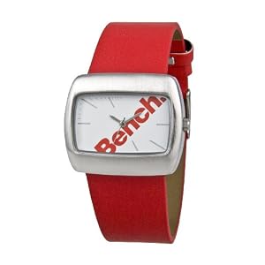 Bench Ladies White Dial With Printed Bench Logo Red Strap Watch