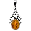 Certified Genuine Honey Amber and Sterling Silver Celtic Pendant