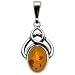 Queen's Collection Certified Genuine Amber and Sterling Silver Pendant