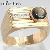 14K Yellow & White Gold Mens Star Sapphire & Diamond Ring - OldCities Vintage Jewelry