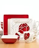 Laurie Gates Anna Bloom 16-Piece Red Dinnerware Set