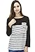 Bearsland Women's Maternity Nursing Striped Patchwork Breastfeeding Top,Black,Medium
