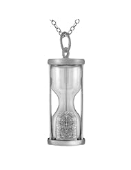 Sterling Silver Hourglass Pendant With 0.75 Ct Natural Gemstone Dust 18" Chain