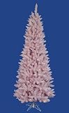4.5' Pre-Lit LED Flocked Pink Artificial Spruce Slim Christmas Tree- Clear Lts