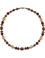 Freshwater Dyed Chocolate Cultured Pearl & Multi-Gemstone Necklace