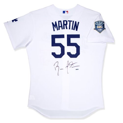 Russell Martin Autographed Los Angeles Dodgers Home/White Jersey with 50th Anniversary in Los Angeles Patch