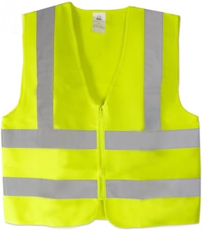 Diamond High Visibility Neon Yellow Zipper Front Safety Vest with Reflective Strips - Meets ANSI/ISEA Standards, Size XL