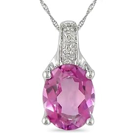 3-1/5 Carat Pink Toapz & Diamond 14K White Gold Pendant