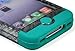 Bastex Hybrid Tuff Case for Apple iPhone 4, 4s- Teal Blue Silicone with Silver Circle Design Shell