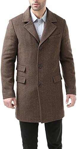 MODERM Men's 'Jacob' Wool Blend Single Breasted Walking Coat - Brown M